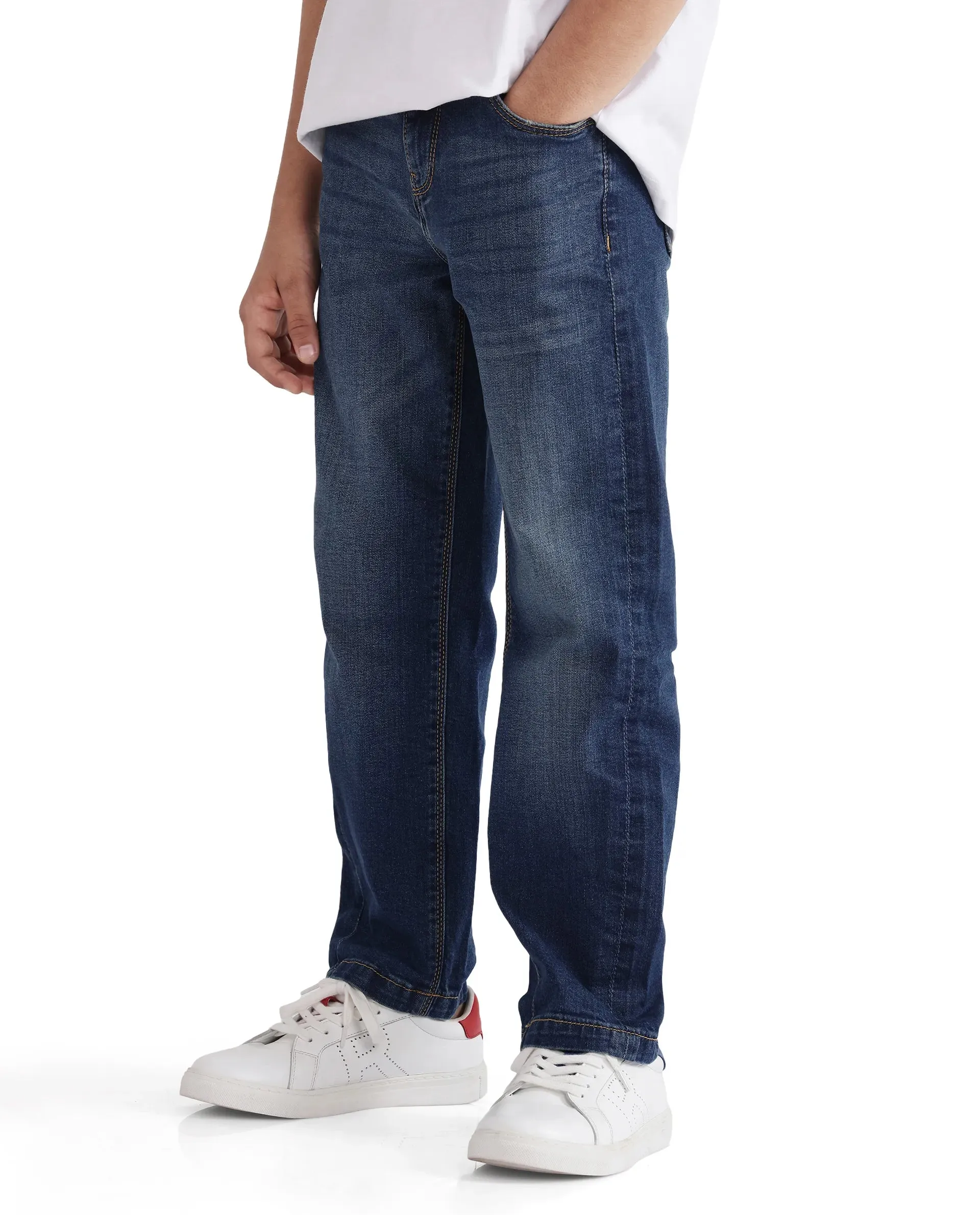 Rare Ones Kids Yosh Dark Blue Solid Denim Pant