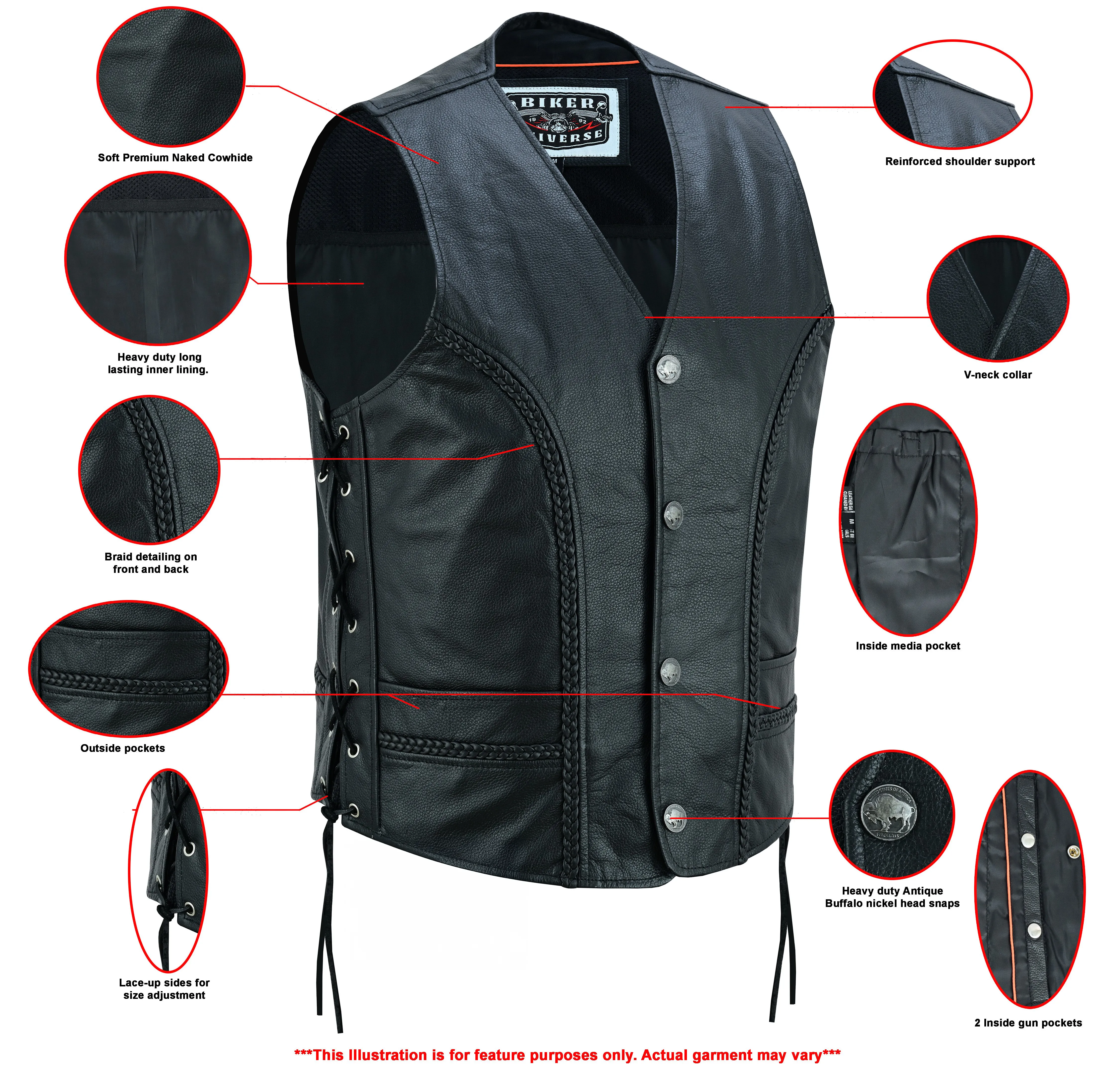 Rustler Leather Motorcycle Vest