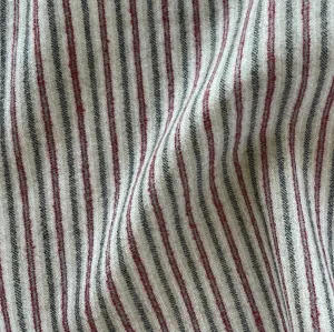 Selvedged Striped Cranberry & Soft Black Buffed Beige Wool Suiting (Made in England)