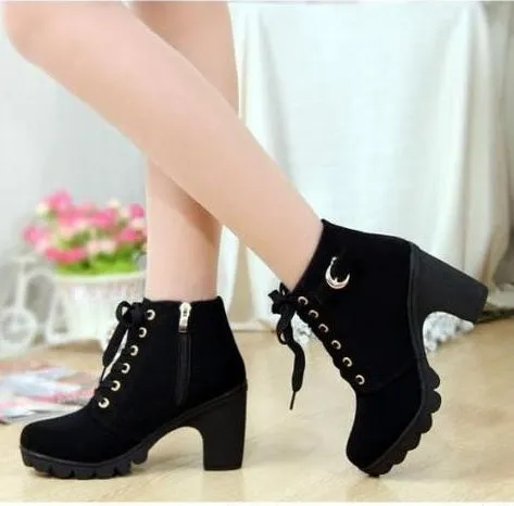 SH116 - High heel thick casual women's boots