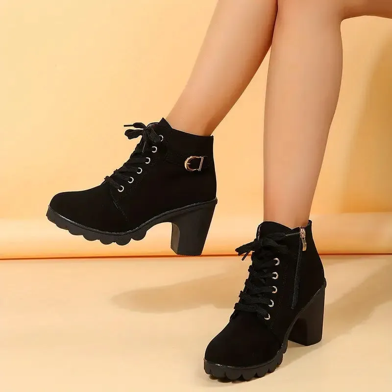 SH116 - High heel thick casual women's boots