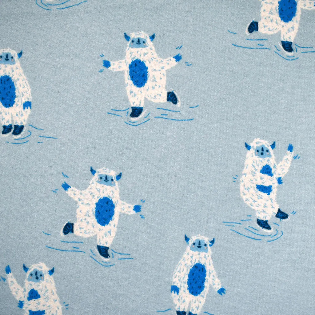 Snuggles Yappi Yeti Skaters Cozy Flannel Sky Blue