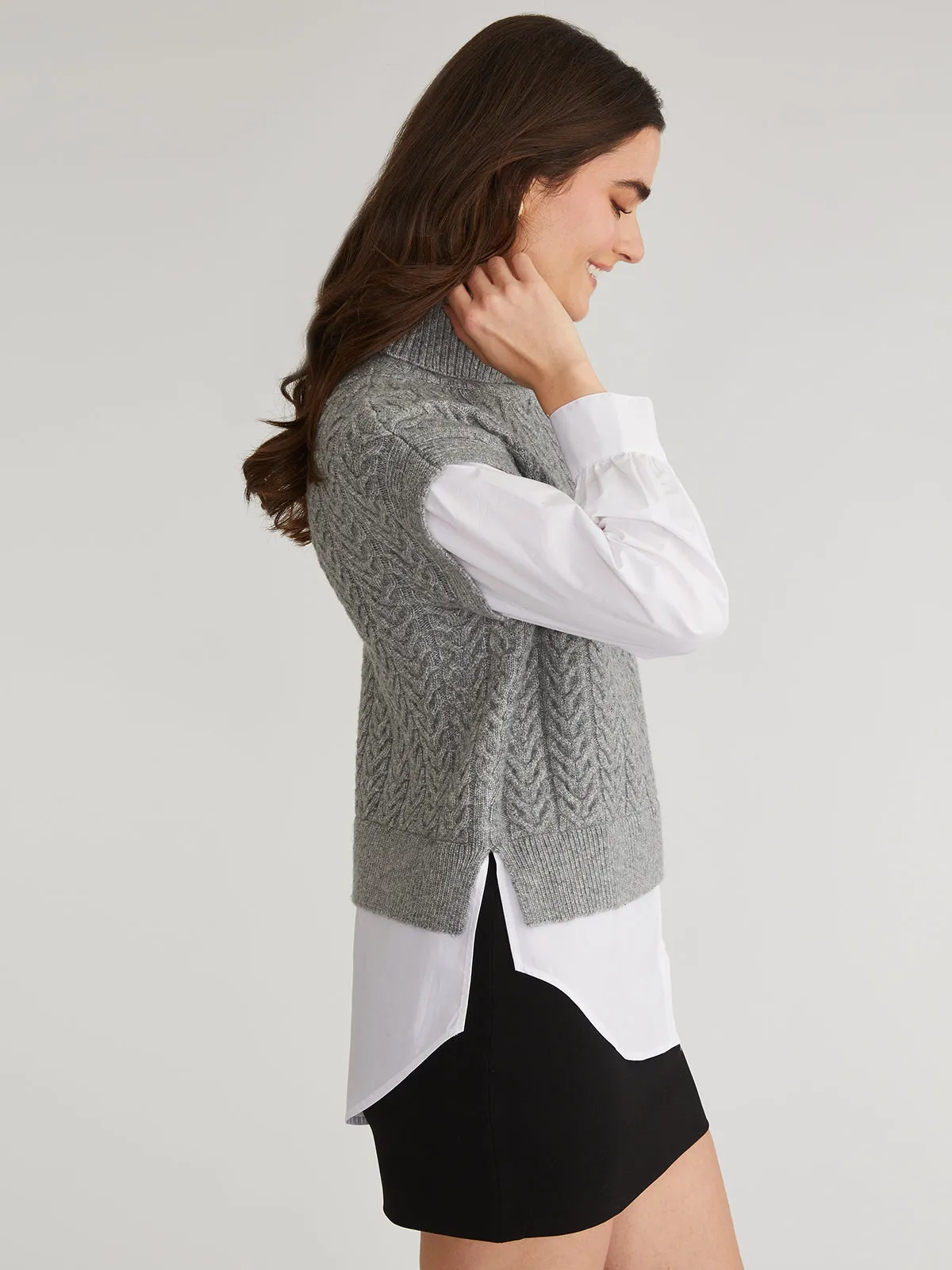 Sofia: Mixed Media Layered Turtleneck Sweater