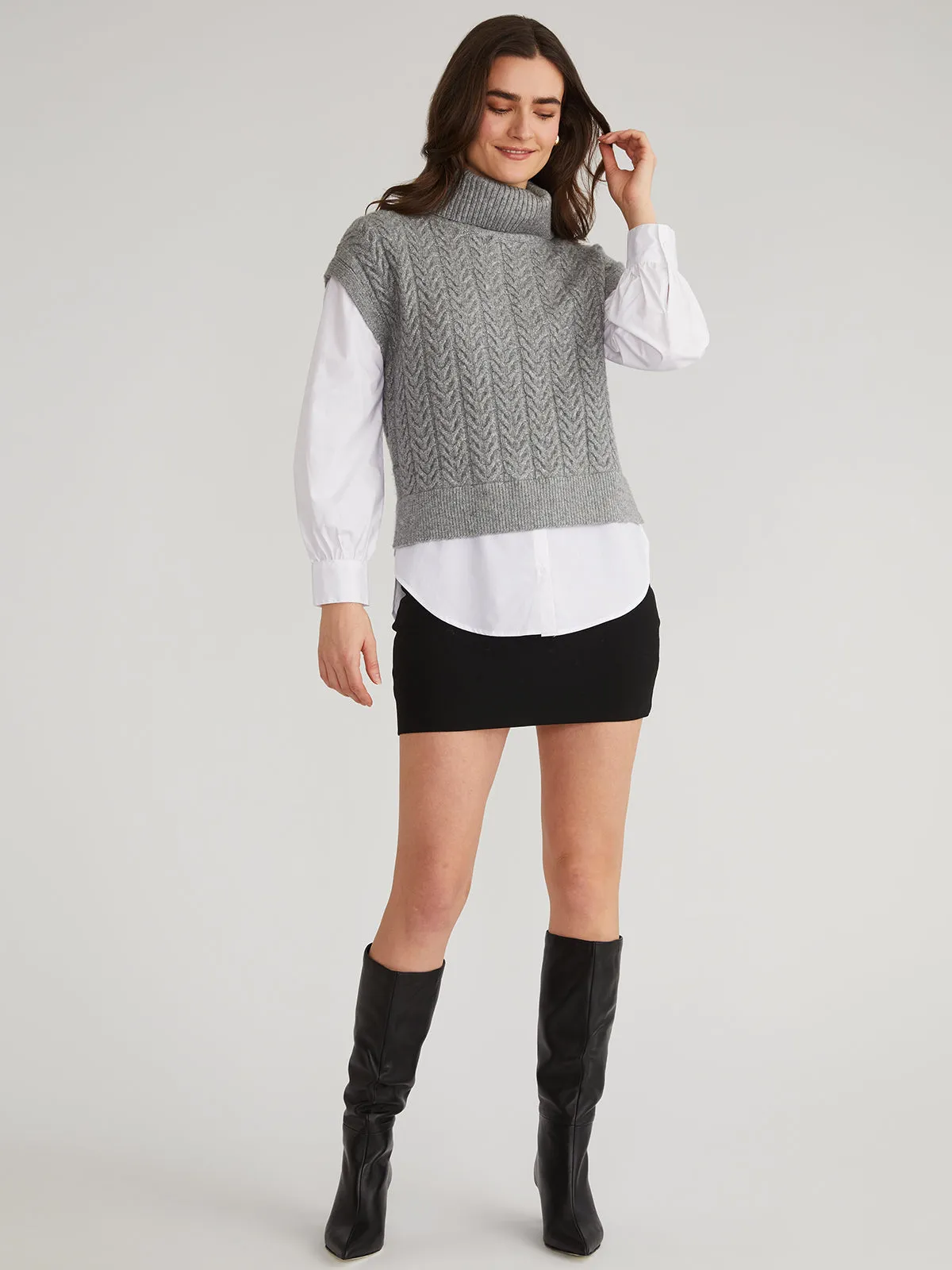 Sofia: Mixed Media Layered Turtleneck Sweater