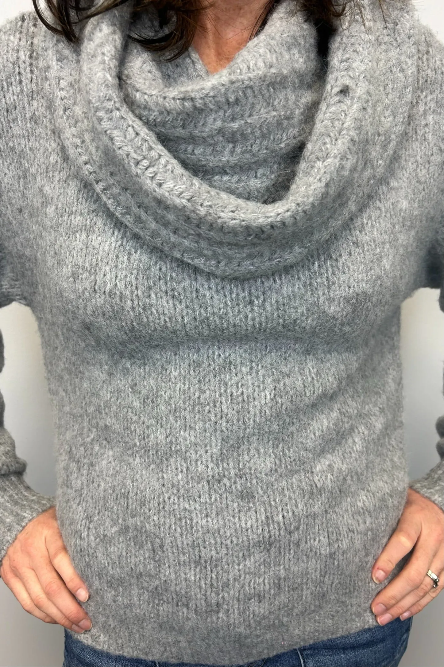 Soft Cowlneck Sweater - Gray