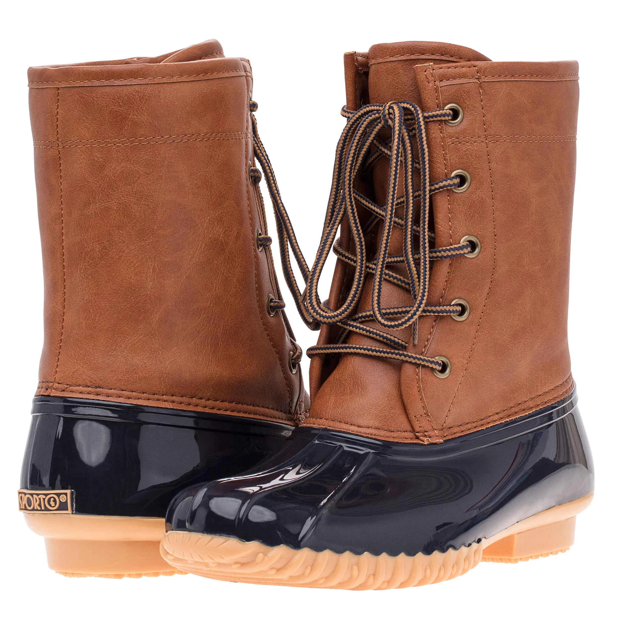 Sporto Women's Duck Boots Attina Tan Navy