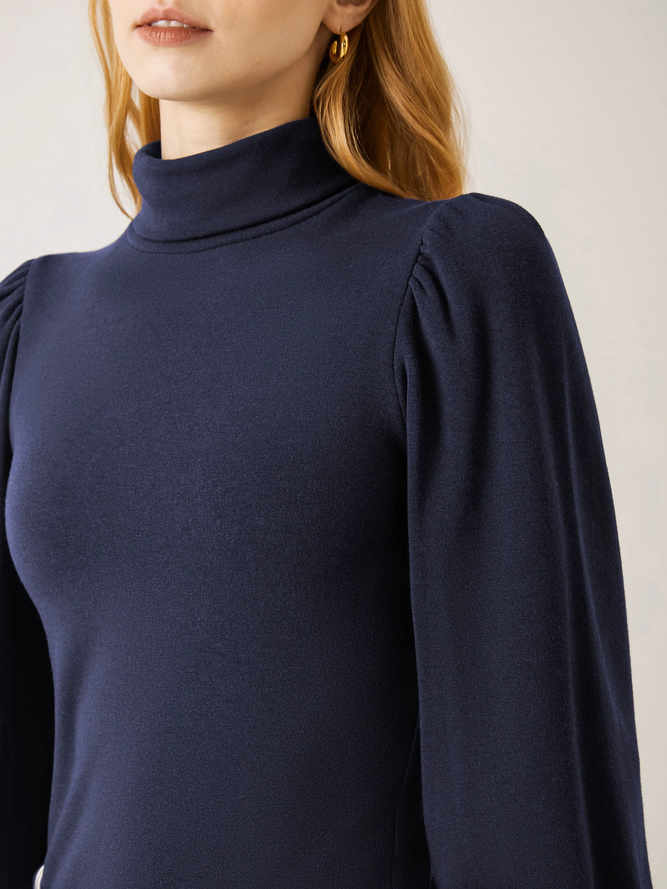 Turtleneck Puff Sleeve Top