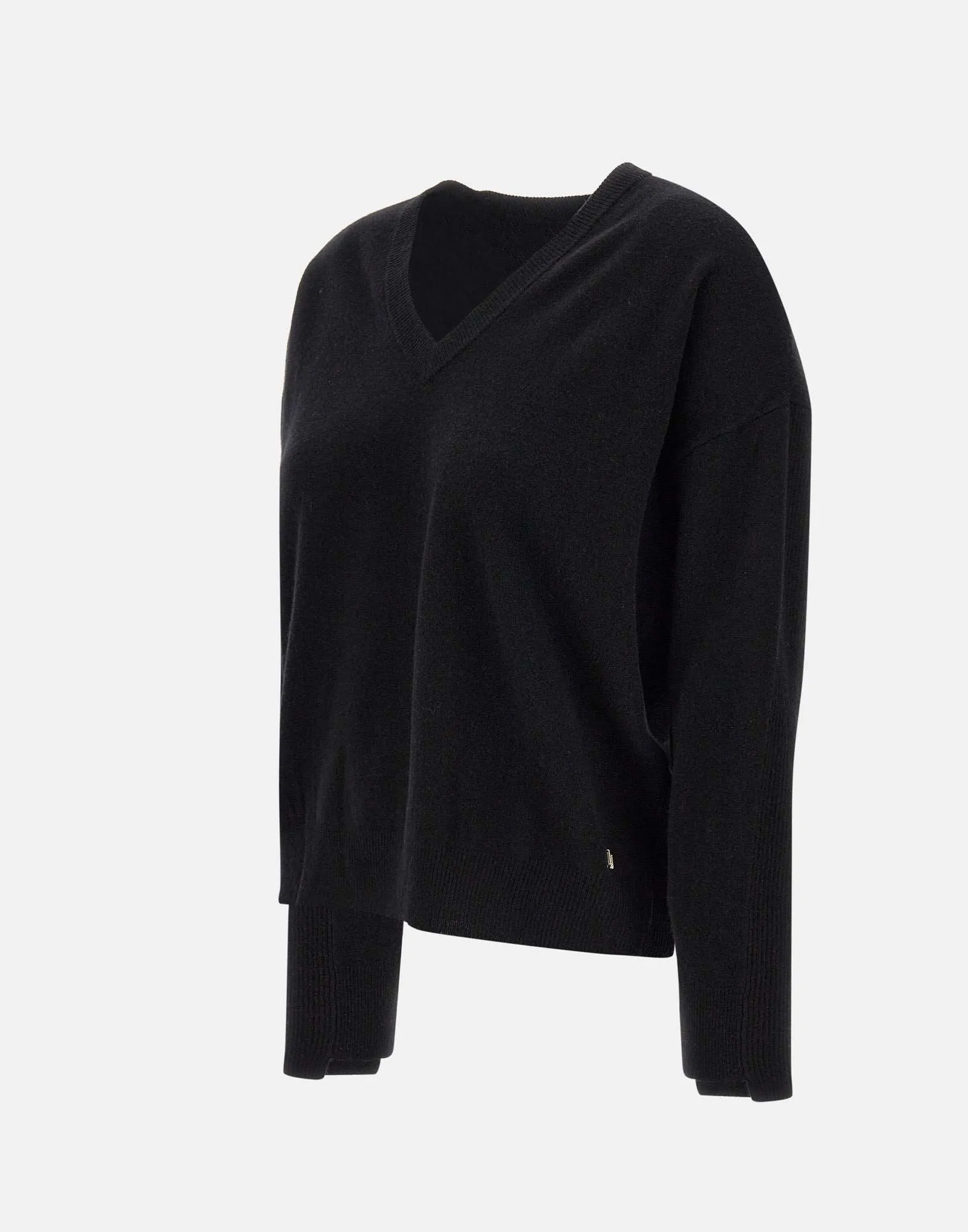 Wool and Cashmere V-Neck Black Sweater