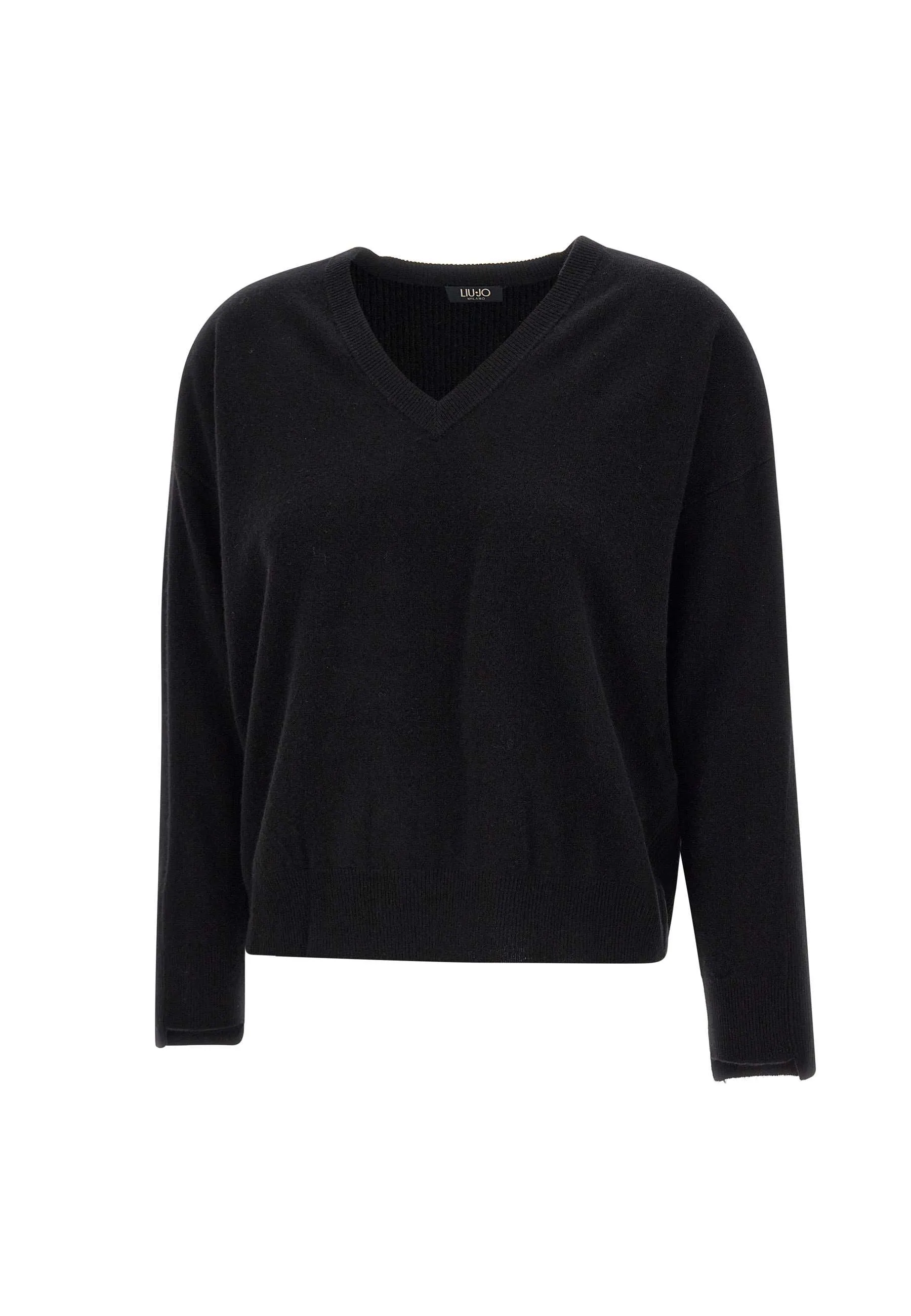 Wool and Cashmere V-Neck Black Sweater