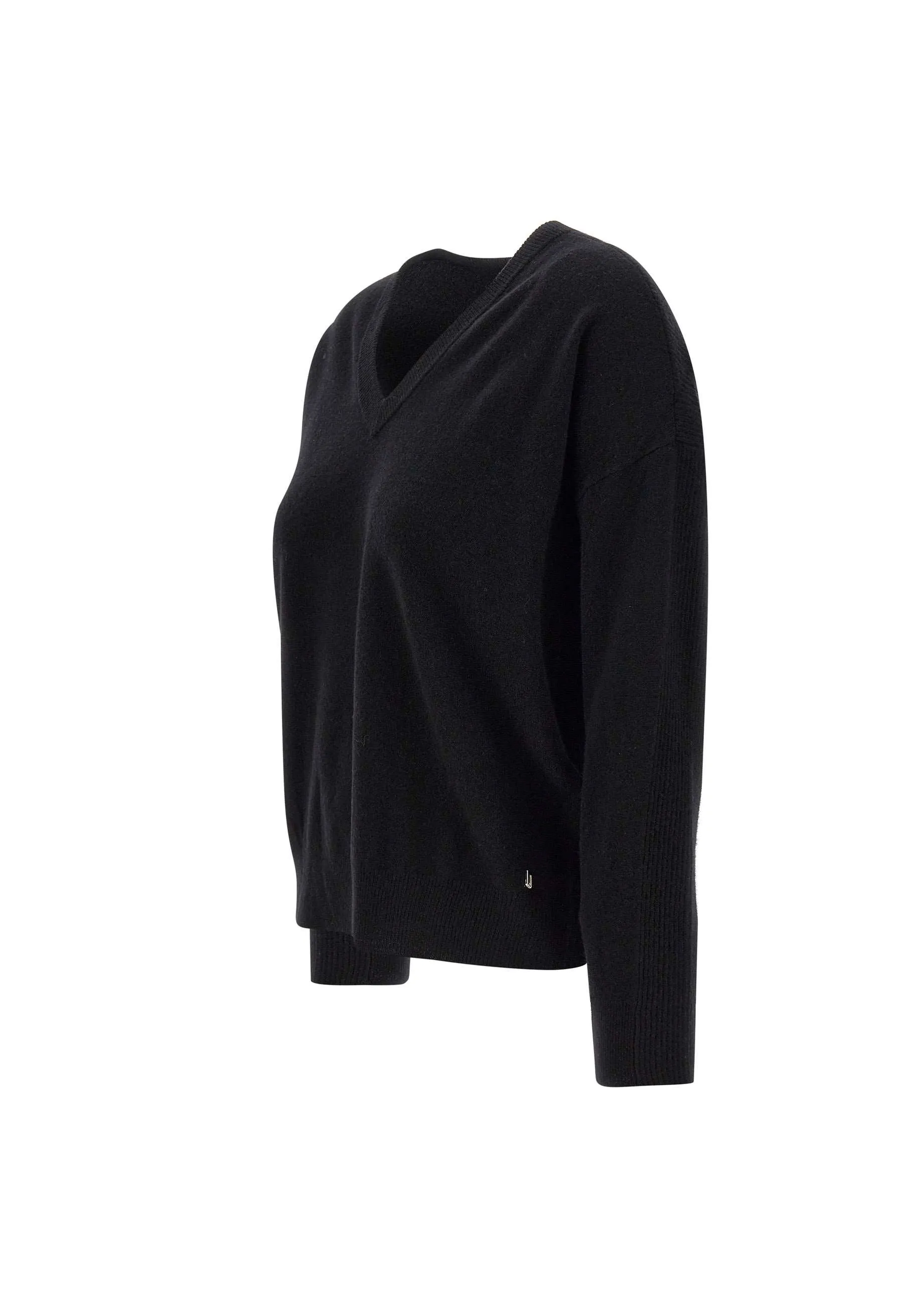 Wool and Cashmere V-Neck Black Sweater